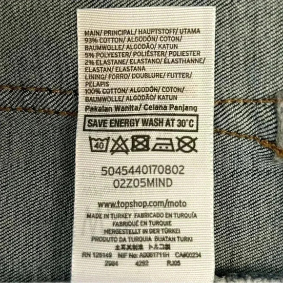 Topshop Moto Sidney Skinny Jeans Mid Rise  Dark Blue Size 26 - Picture 11 of 16